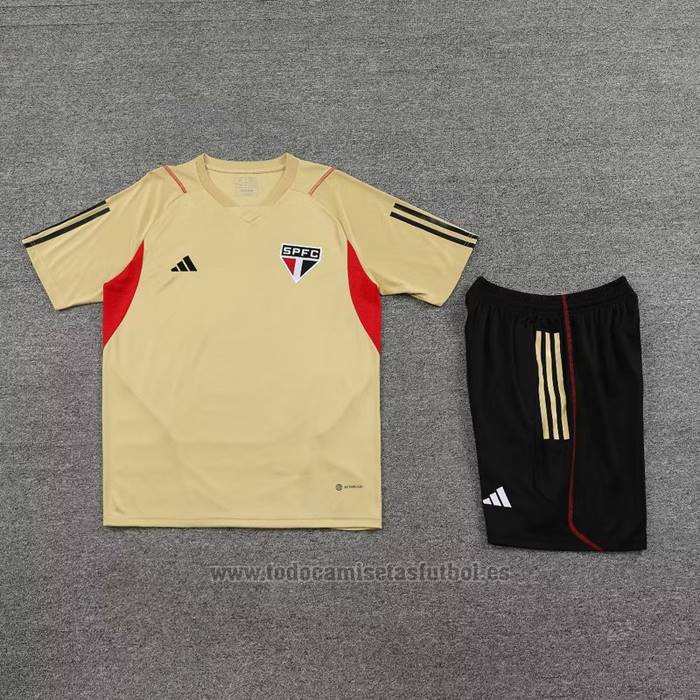 Chandal del Sao Paulo Manga Corta 2023-2024 Amarillo - Pantalon Corto